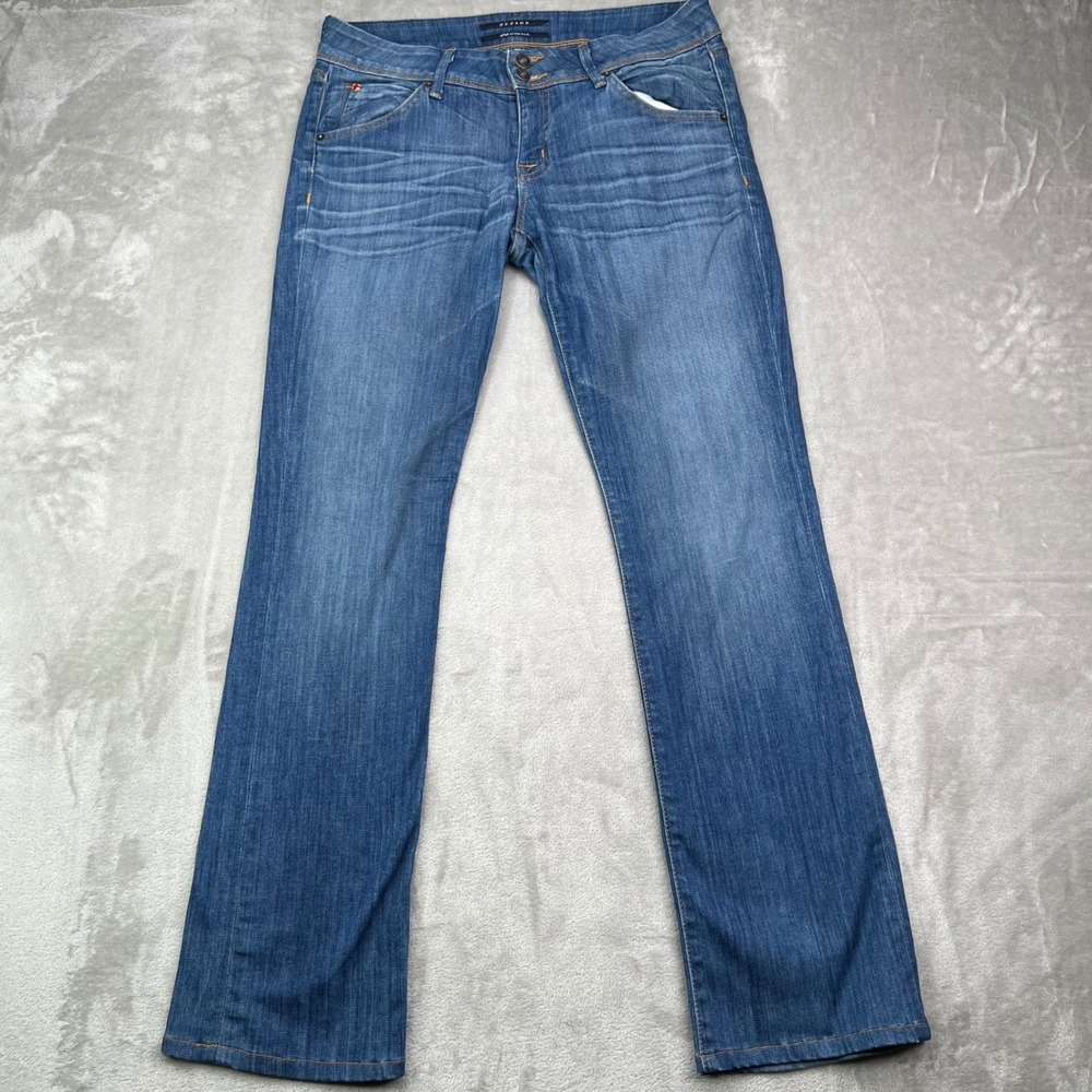 Hudson Beth Baby Bootcut Jeans Womens 29 Blue Solid Stretch‎ Flap Pocket Denim - Picture 2 of 16